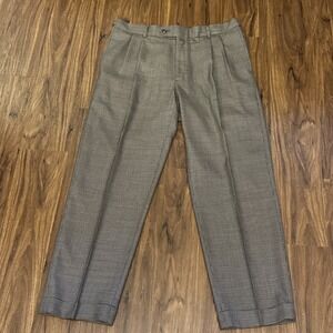 Hart Schaffner Marx Mens Dress‎ Pants 34R (36x29) Houndstooth Pleated 100% Wool